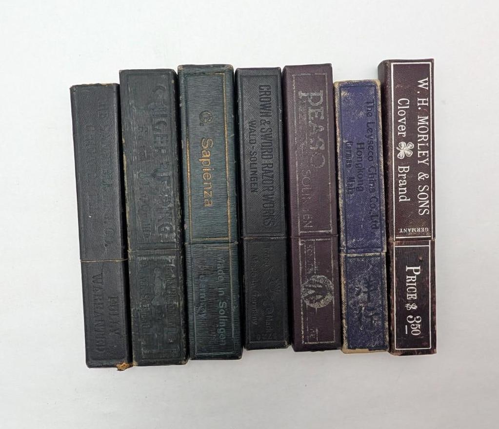 (7) Good Antique Straight Razors in boxes - 3