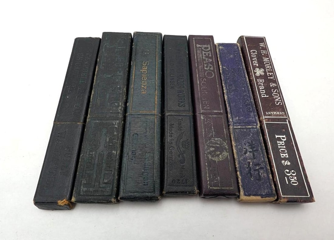 (7) Good Antique Straight Razors in boxes - 4
