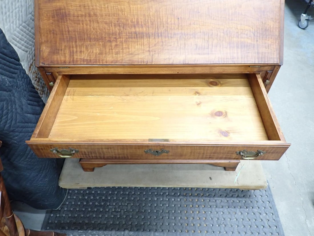 Custom Chippendale Style Curly Maple Slant Front Desk - 3