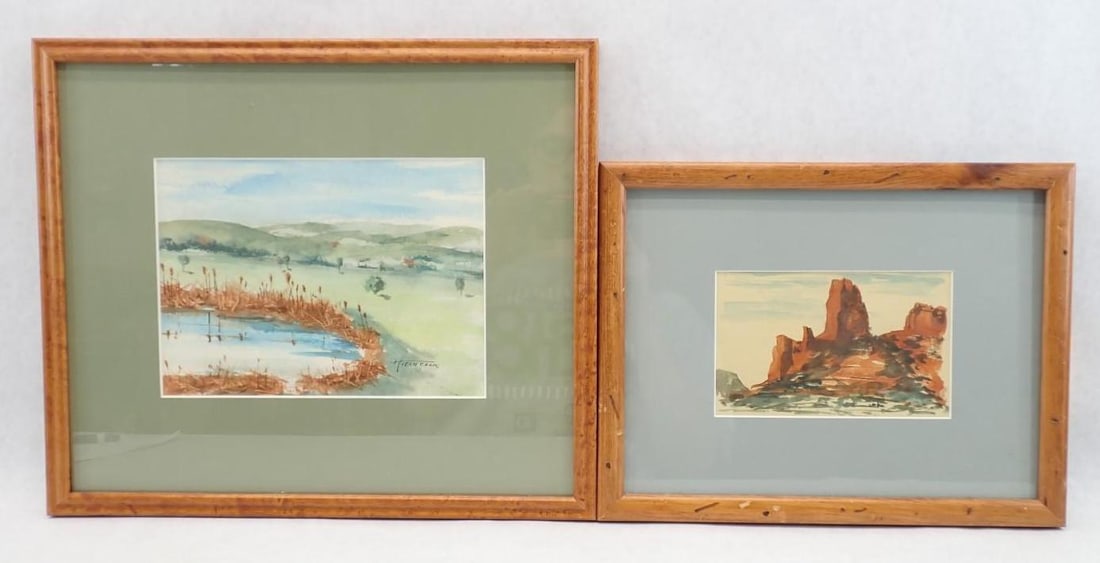 (2) Louise Hitchcock Arizona Landscape Watercolor Paintings (1 of 7)