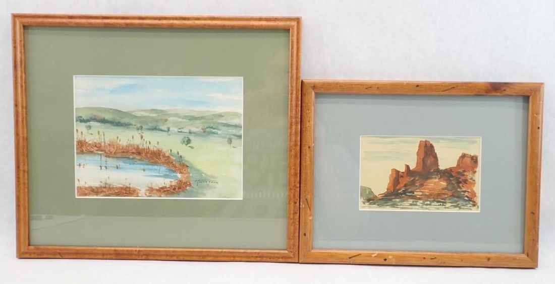 (2) Louise Hitchcock Arizona Landscape Watercolor Paintings - 2