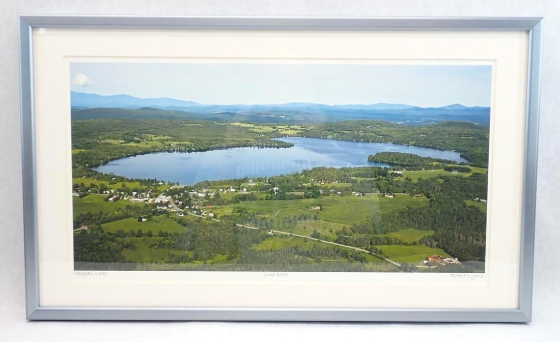 Robert Lyons Aerial Color Photograph "Caspian Lake": June 2010; 13" x 22" framed