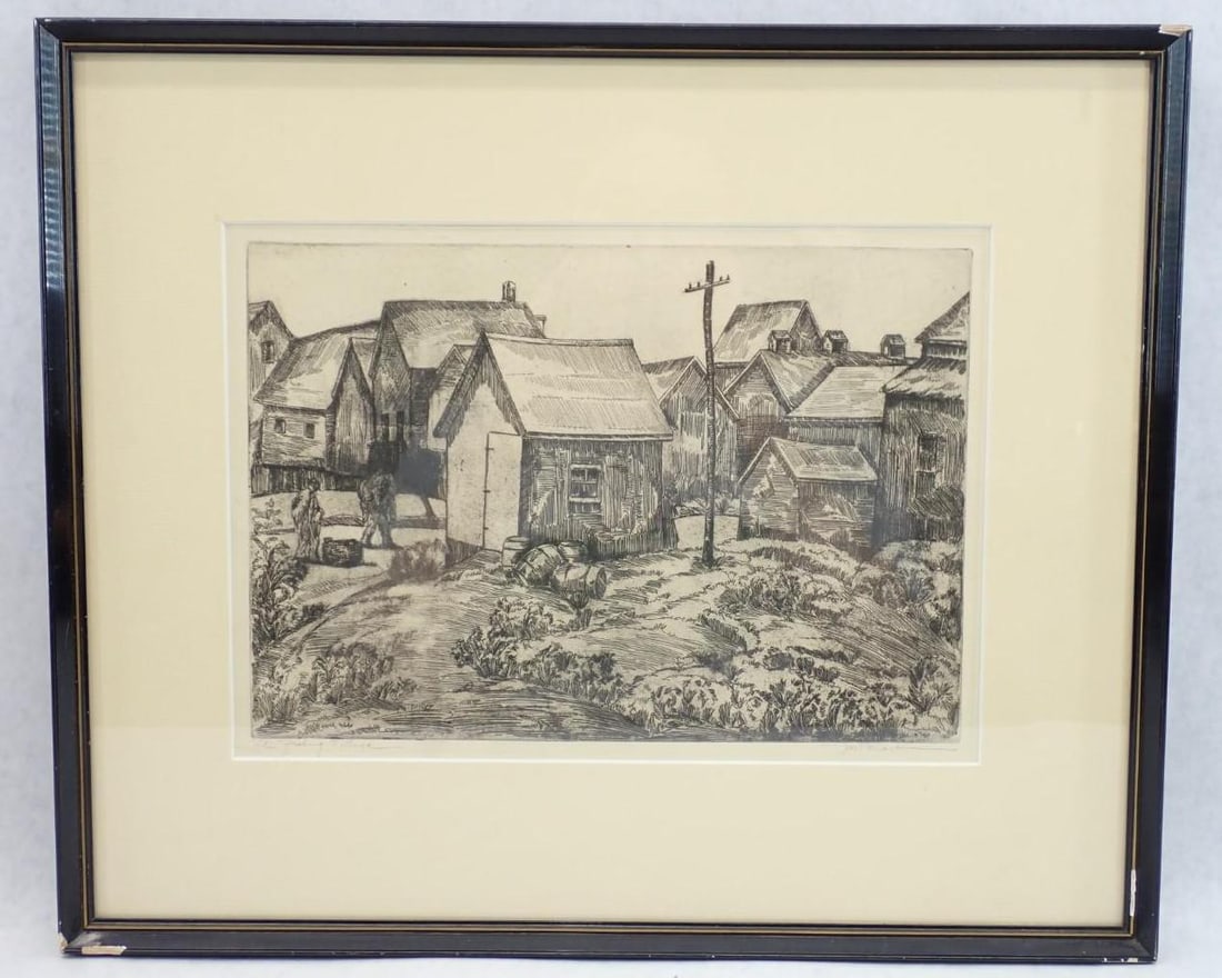Joseph Raskin Etching "A Fishing Village" (1 of 7)