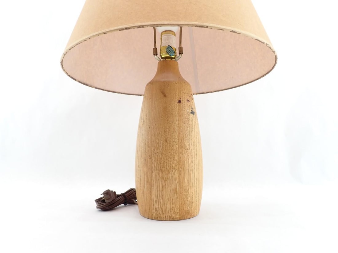 Turned Ash or Oak Mid Century Modern Table Lamp - 2