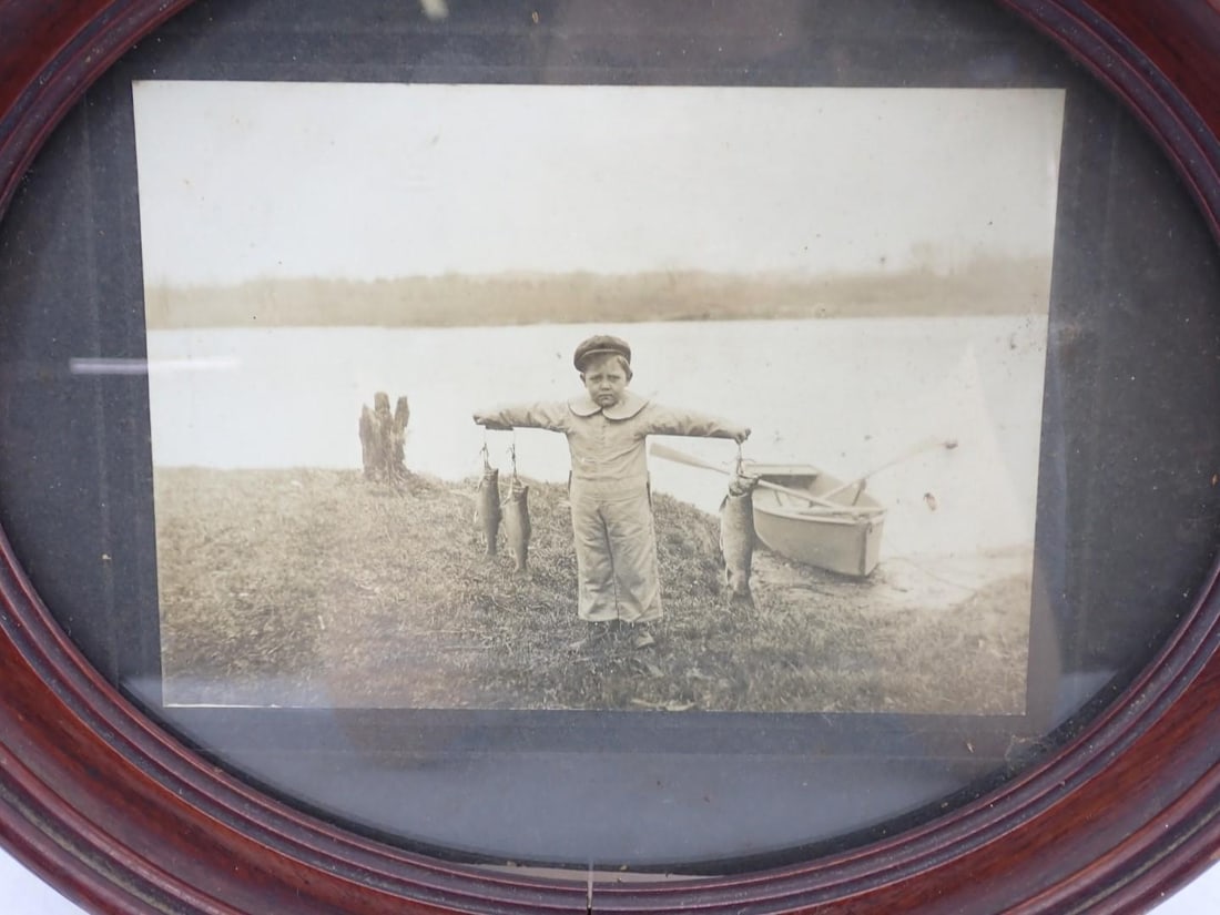 Antique Photograph of a Boy Holding Stringers of Trout - 2