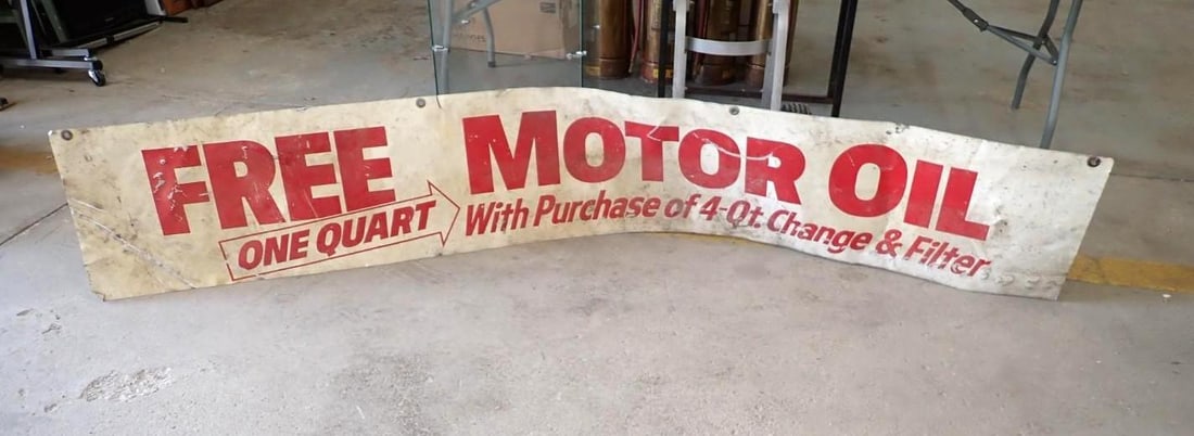 Vintage Sunoco "Change Motor Oil" Sheet Metal Sign - 4