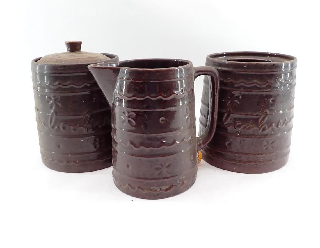 (3) Marcrest Brown Glazed Stoneware Articles (1 of 3)