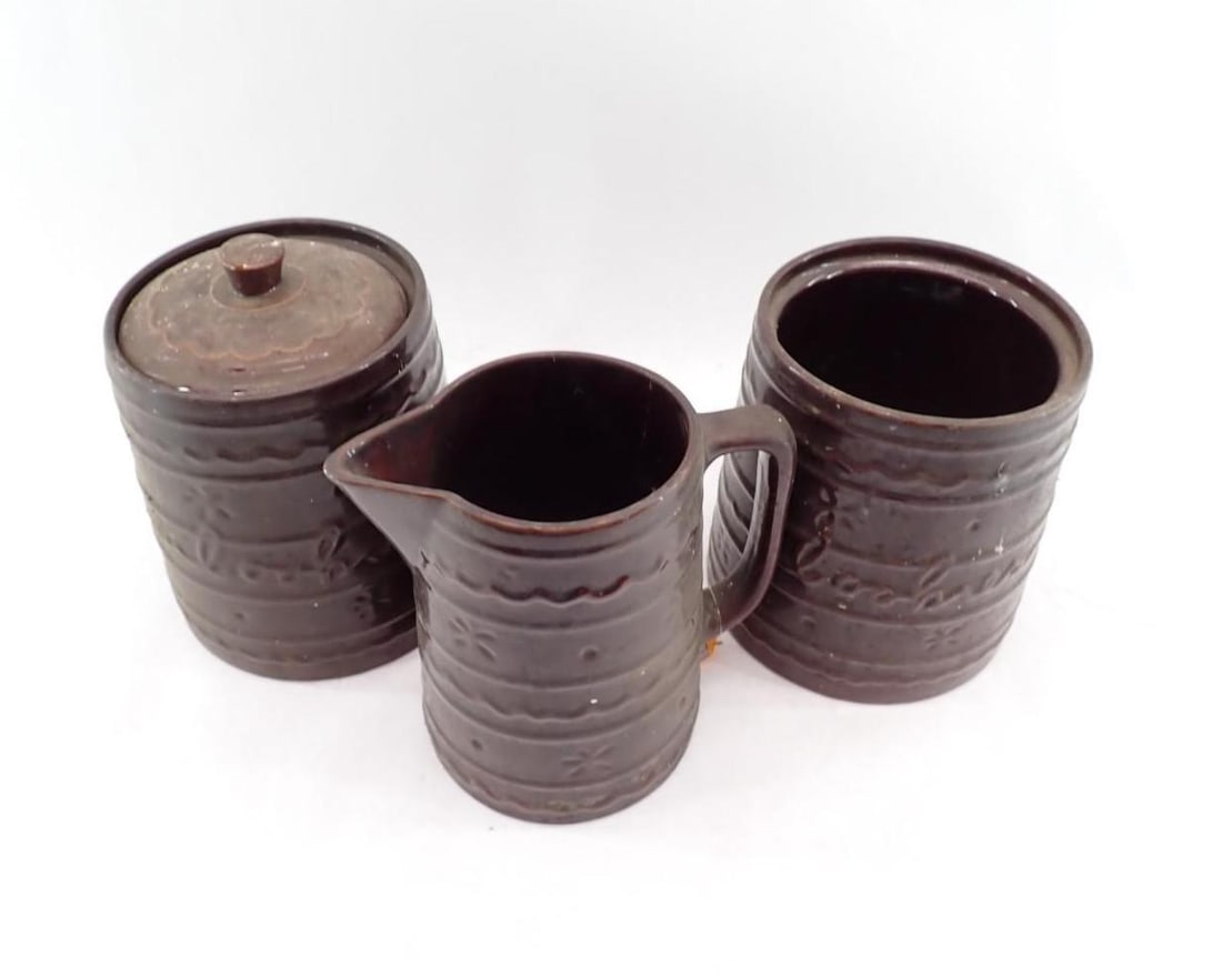 (3) Marcrest Brown Glazed Stoneware Articles - 2