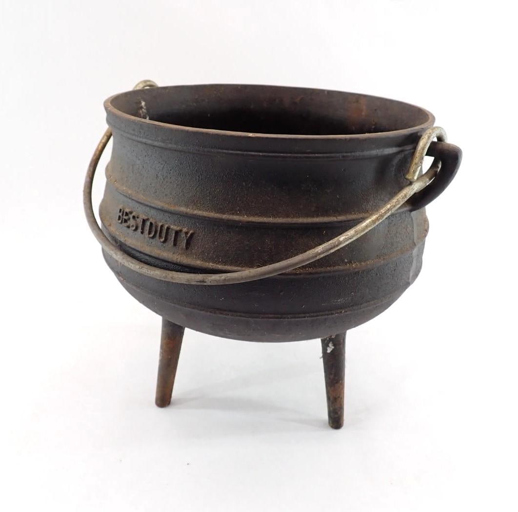 Best Duty Size 2 Footed Cast Iron Cauldron: 10" in diameter x 10" in height
