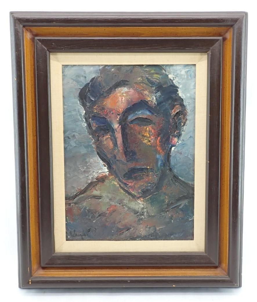 Stanley Marc Wright Oil on Artist's Board Bust Painting (1 of 3)