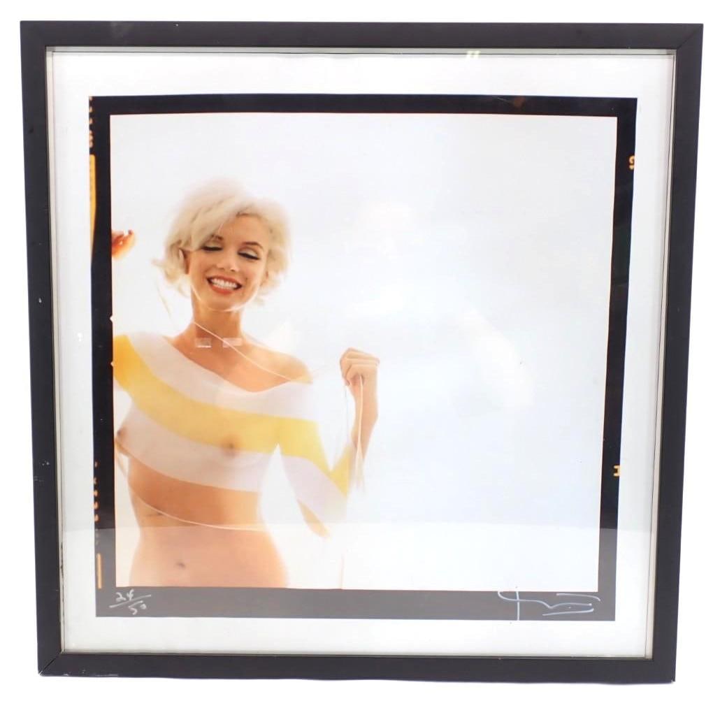 Bert Stern Photographic Print Reproduction: "Marilyn Monroe, Nude with Scarf", 22.75" x 22.75" framed