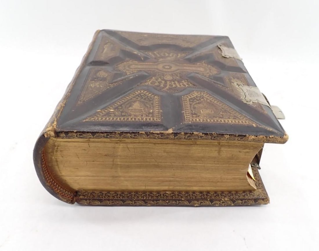 Large Antique Leather Bound Bible - 2