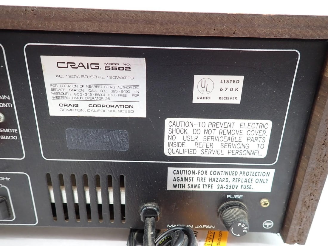 Vintage Craig Series 5000 Deluxe Integrated Stereo Receiver - 4