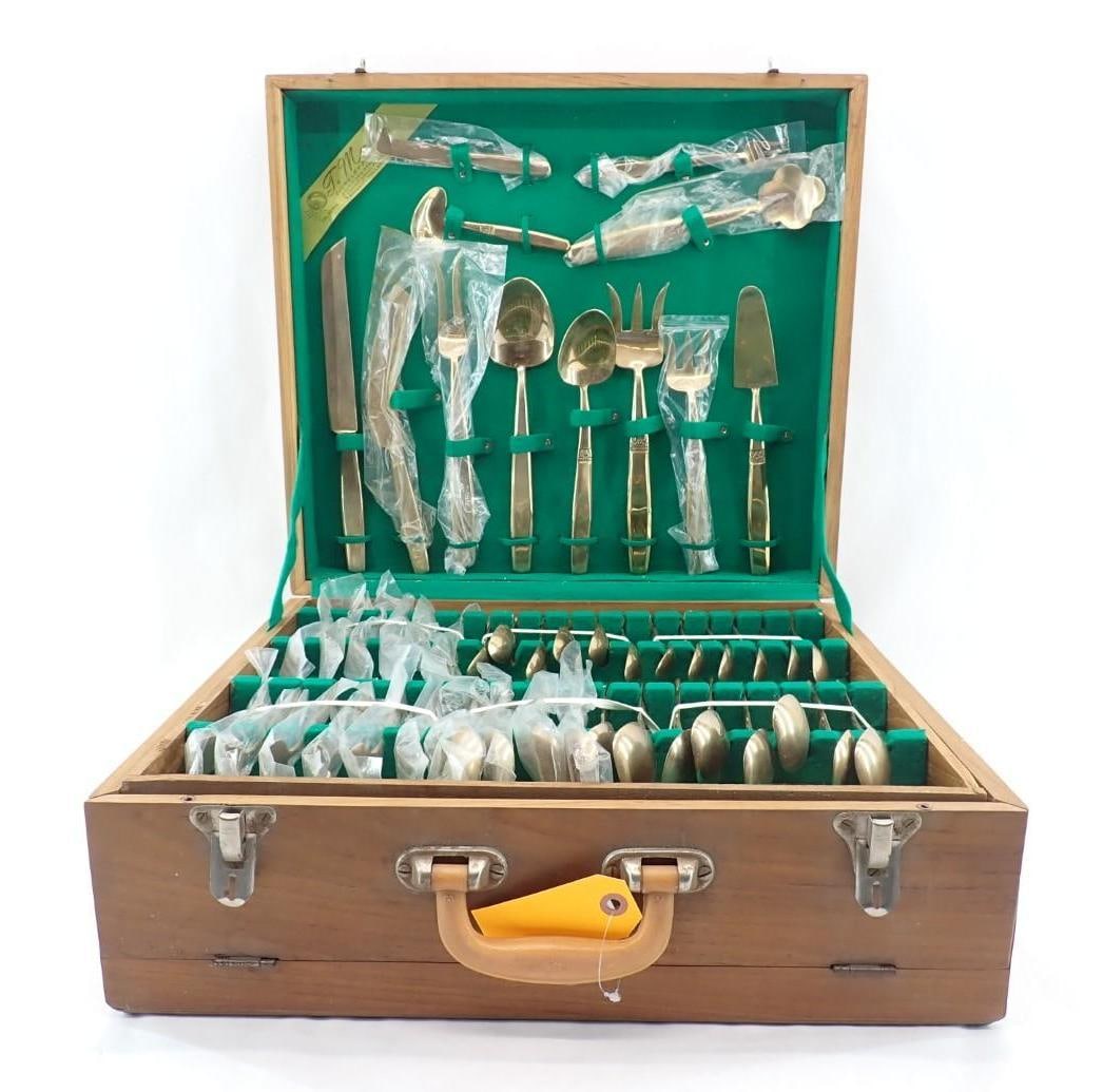 Cased (144) Pc. T. Man Thailand Brass Flatware Set (1 of 9)