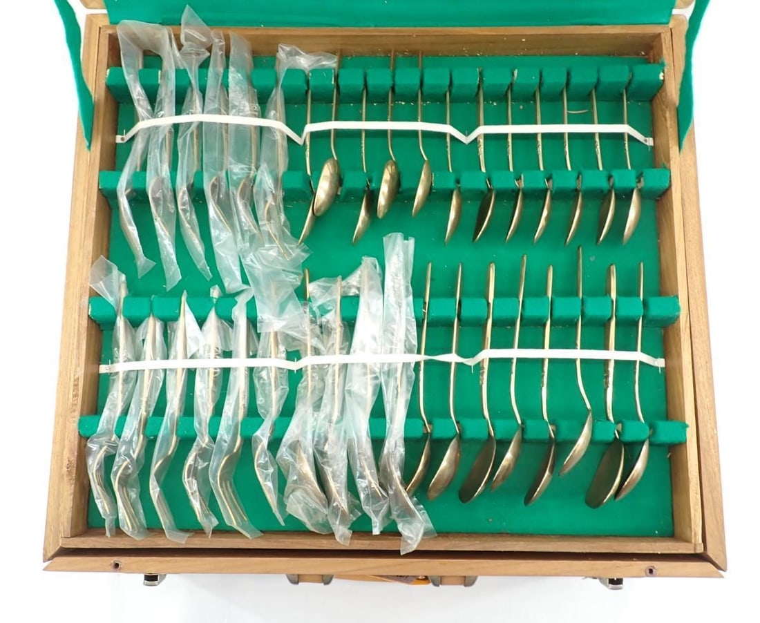 Cased (144) Pc. T. Man Thailand Brass Flatware Set - 3
