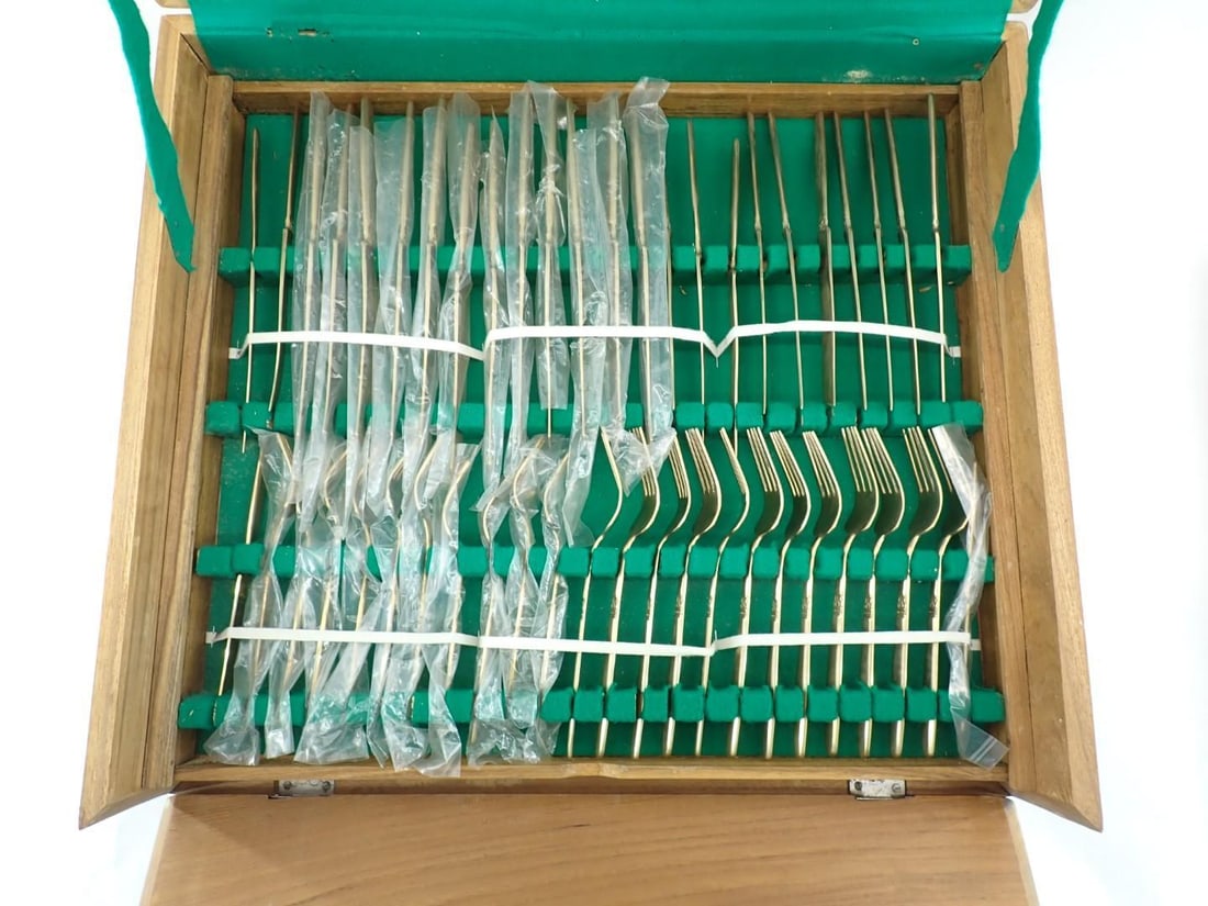 Cased (144) Pc. T. Man Thailand Brass Flatware Set - 4