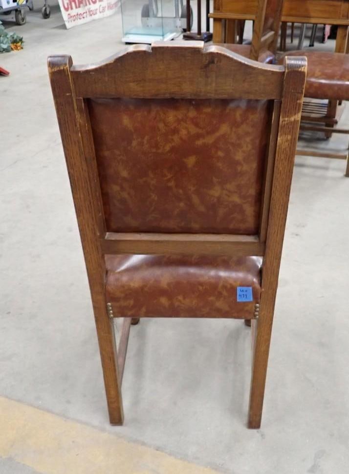 Mahogany Finish Library Table & (3) Carved Chairs - 6