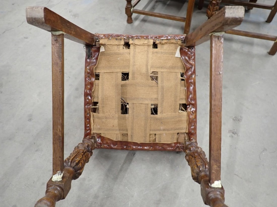 Mahogany Finish Library Table & (3) Carved Chairs - 7