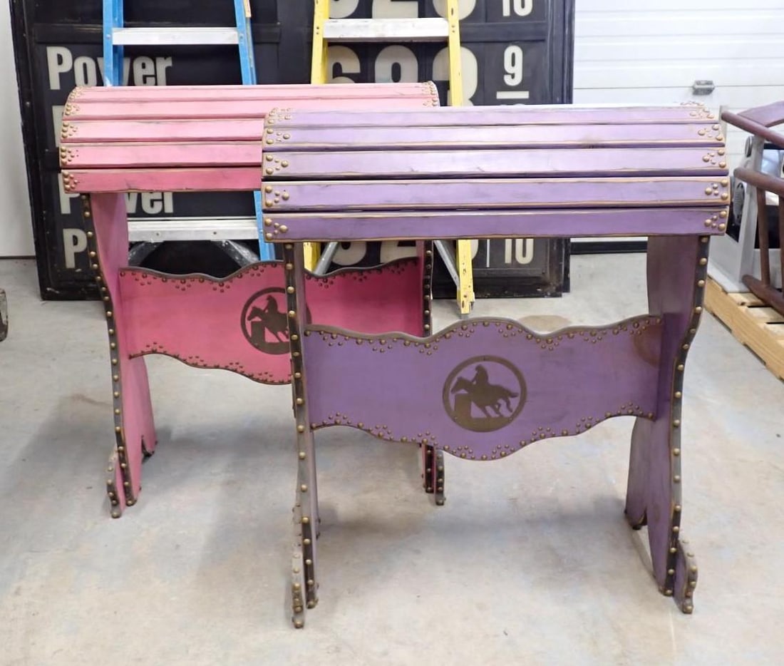 (2) Painted Saddle Stands: (2) Painted Saddle Stands