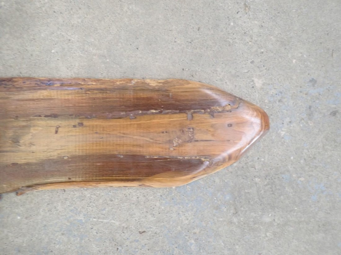 Folk Art Carved Wood Gar on wood slab - 5