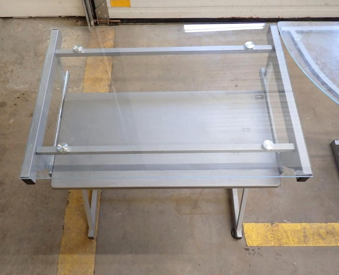 Steel Framed Glass Top Desk Unit - 2