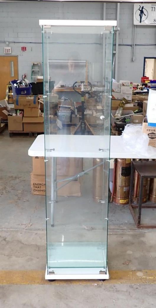 Glass Cabinet with (3) Shelves: 16.75" x 14.375" x 64.75" in height