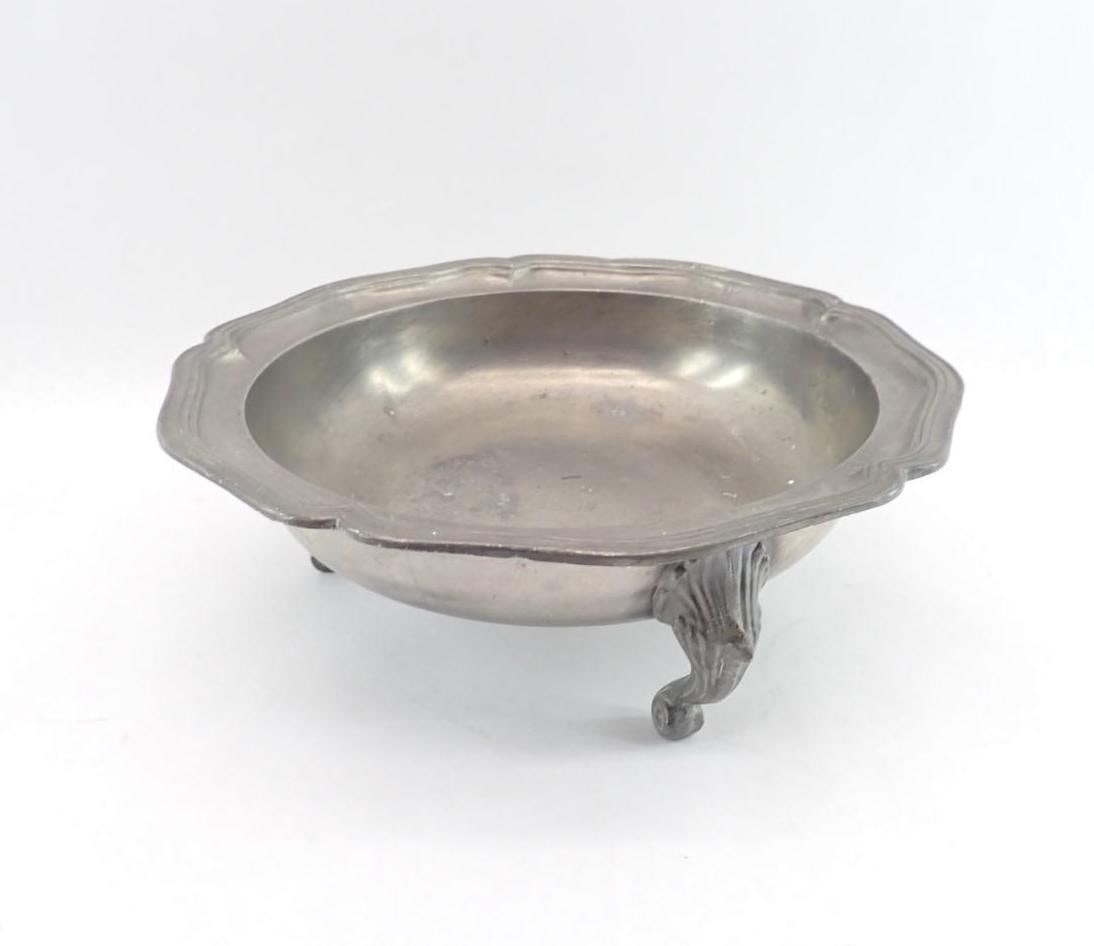 Footed Pewter Bowl & Two Handle Putter - 2