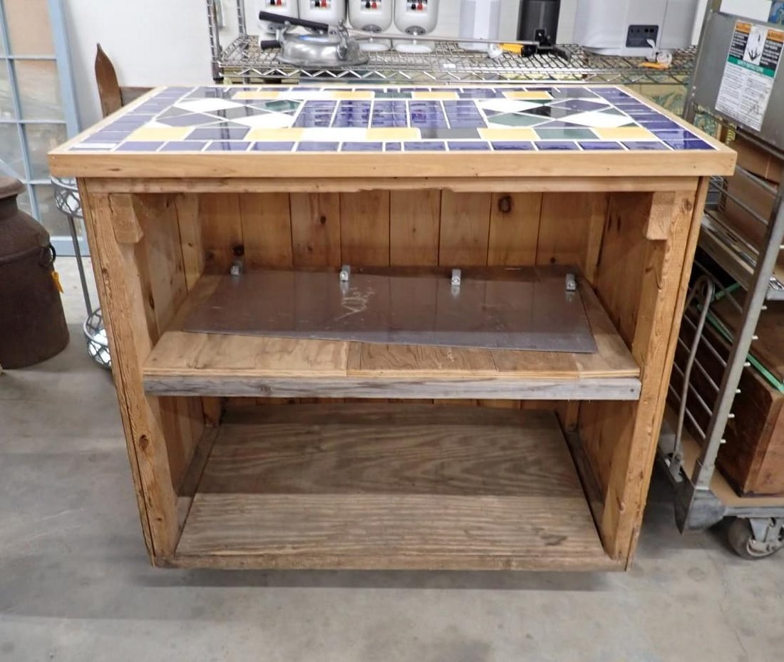 Tile Top Potting Bench: 27.5" x 45.25" x 37.5" in height