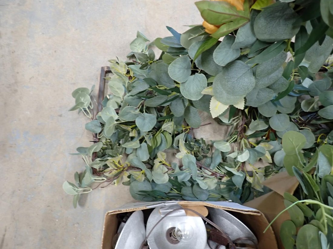 Floral Garlands, (2) Iron Stands & Light Strings - 3