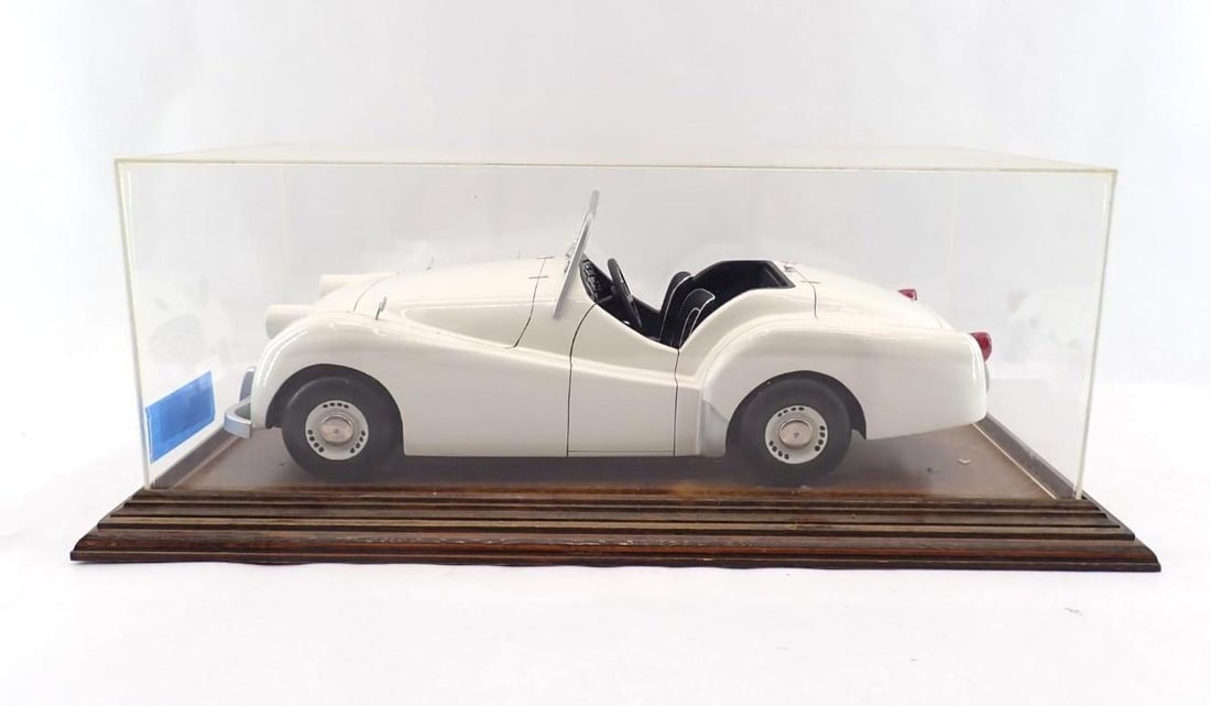 Painted Wood Model Triumph TR3 Convertible: 19.5" in length, in case