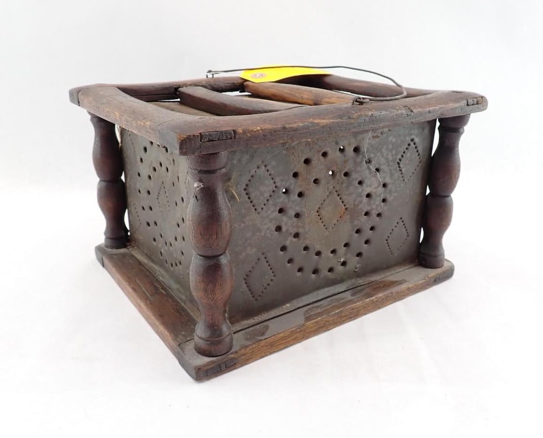 Pierce Tin Wood Frame Foot Warmer - 4