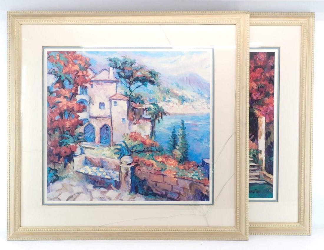 (2) Kuhnert Lithographs: 37.75" x 40" framed, one has broken glass