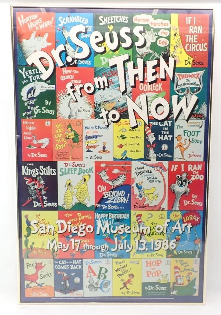 Dr. Seuss Book Cover Collage Lithograph: 35.75" x 23.25" framed