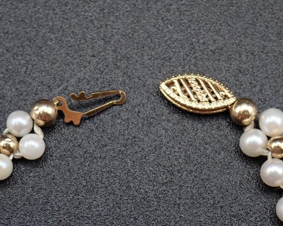 14K Yellow Gold and Pearl Two Strand Bracelet - 3