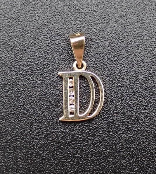 14K Yellow Gold and Diamond "D" Pendant - 2