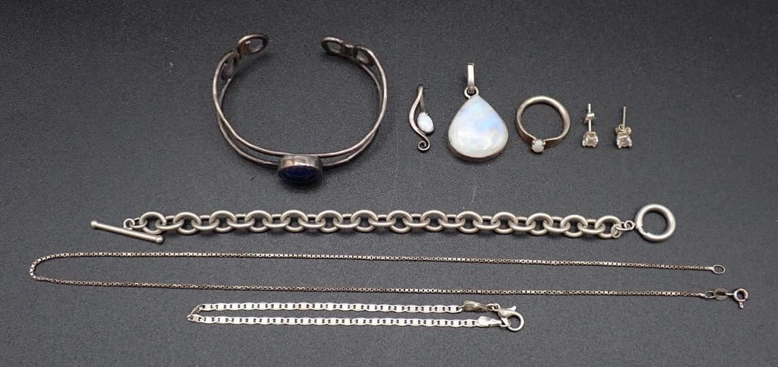 (9) Sterling Silver Articles: incl.: pieces by Designs in Silver, Port Jeff, New York; 51.4 grams total weight