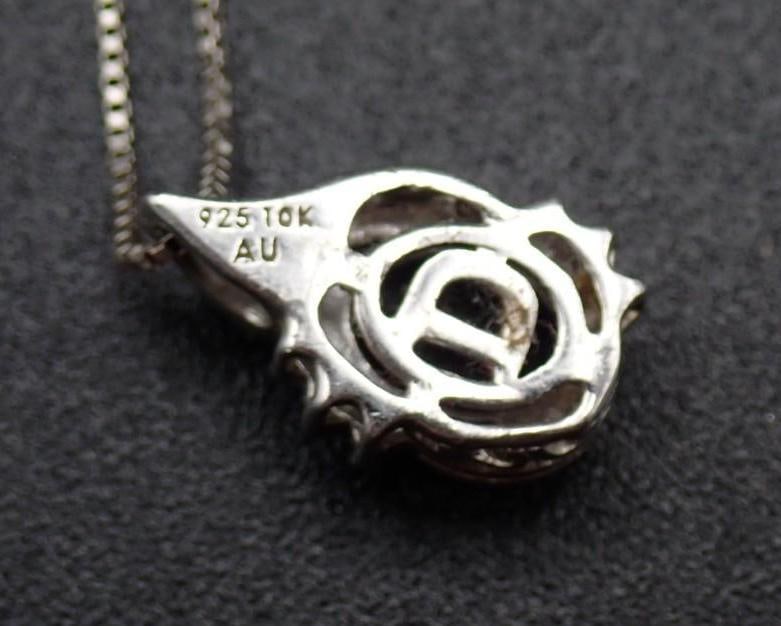 10K Yellow Gold, Sterling Silver, Amethyst & White Sapphire Pendant - 5