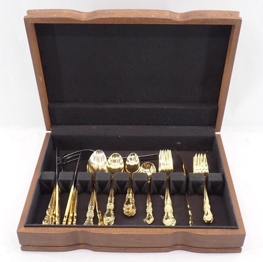 (45) Pcs. Cambridge Gold Plated Flatware (1 of 5)