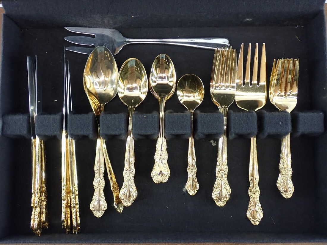 (45) Pcs. Cambridge Gold Plated Flatware - 2