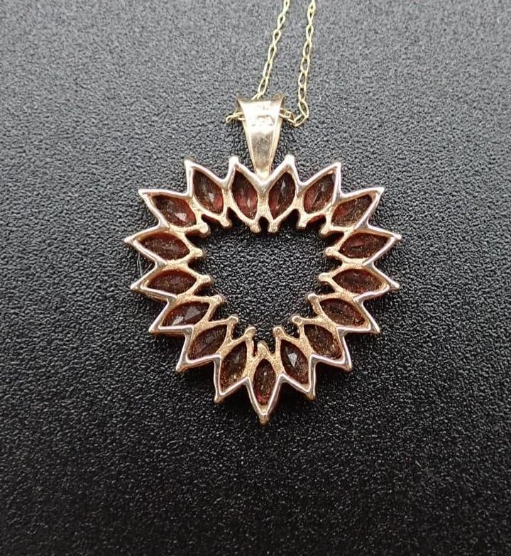 10K Yellow Gold & Garnet Pendant and 14K Yellow Gold Earring - 7