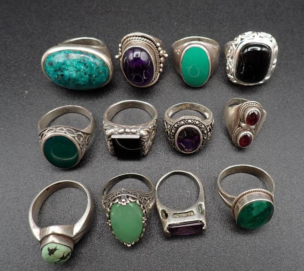 (12) Sterling Silver Rings - 2