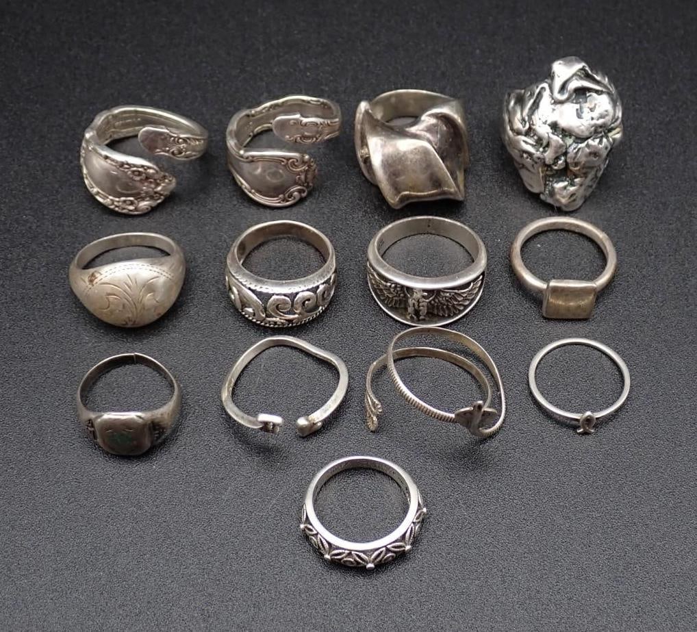 (12) Sterling Silver Rings - 2