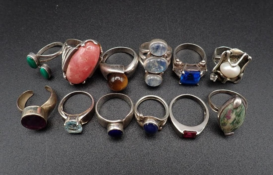 (12) Sterling Silver Rings - 2