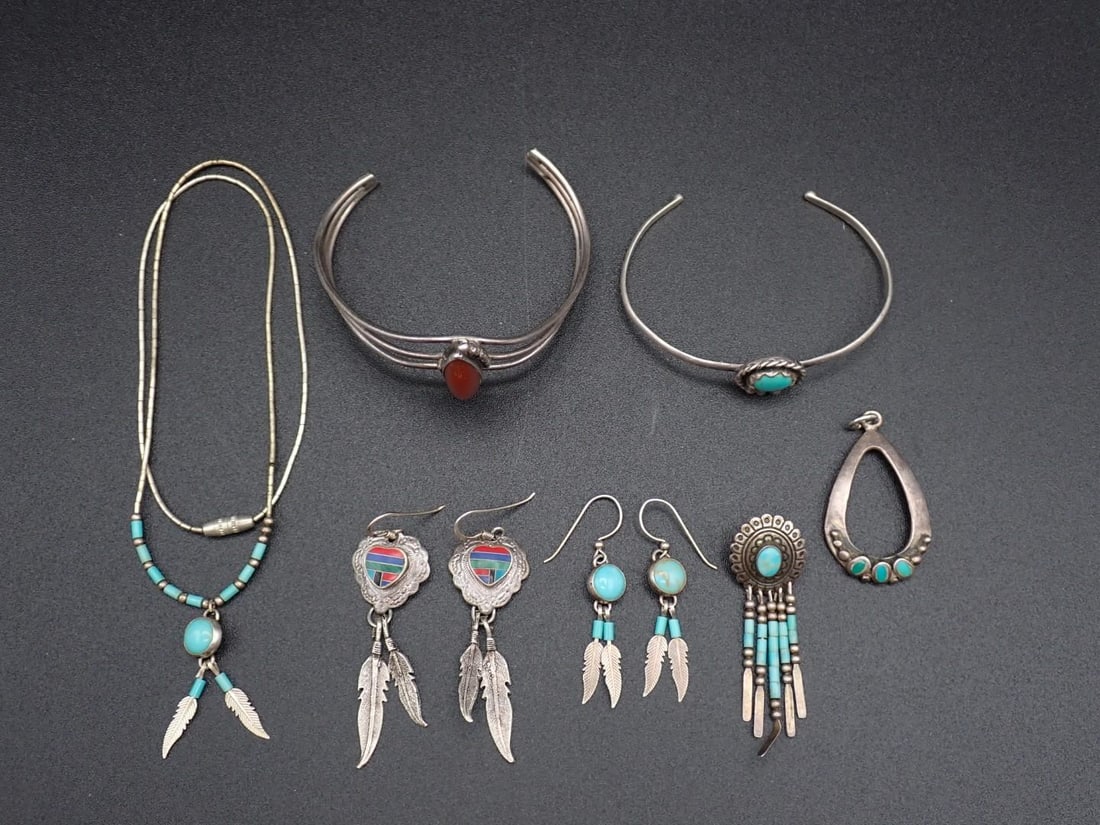(9) Sterling Silver, Turquoise and Other Jewelry Articles - 2