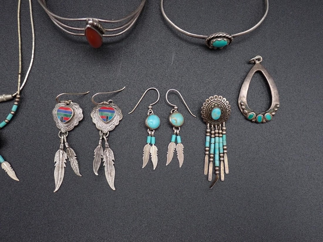 (9) Sterling Silver, Turquoise and Other Jewelry Articles - 3
