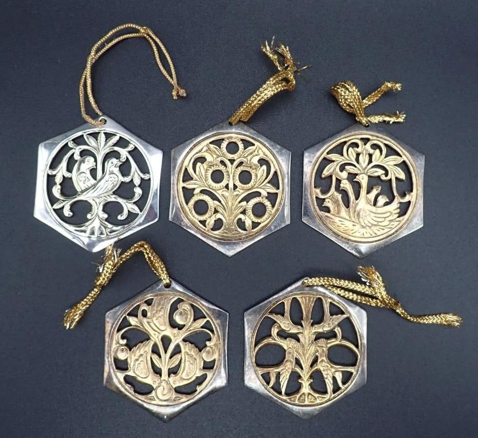 (5) Reed & Barton Twelve Days of Christmas Silver Plate Ornaments - 2