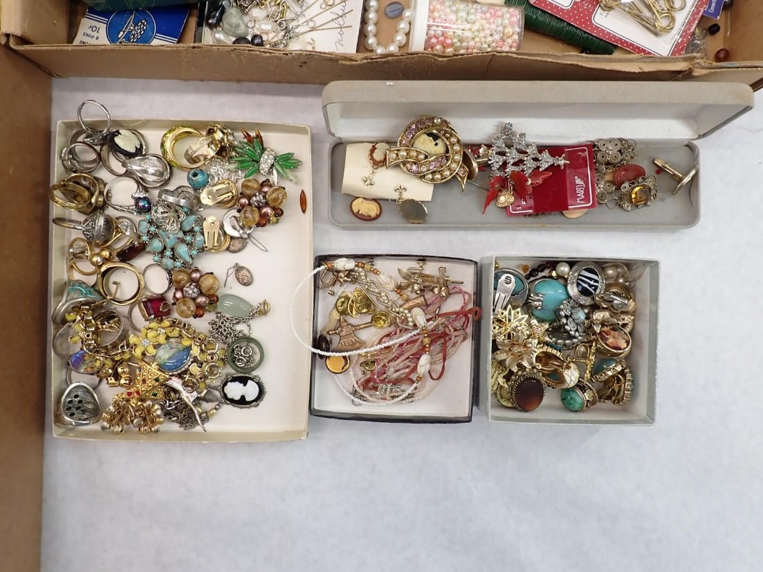 Tray of Costume Jewelry & Tray of Jewelry Making Supplies - 3