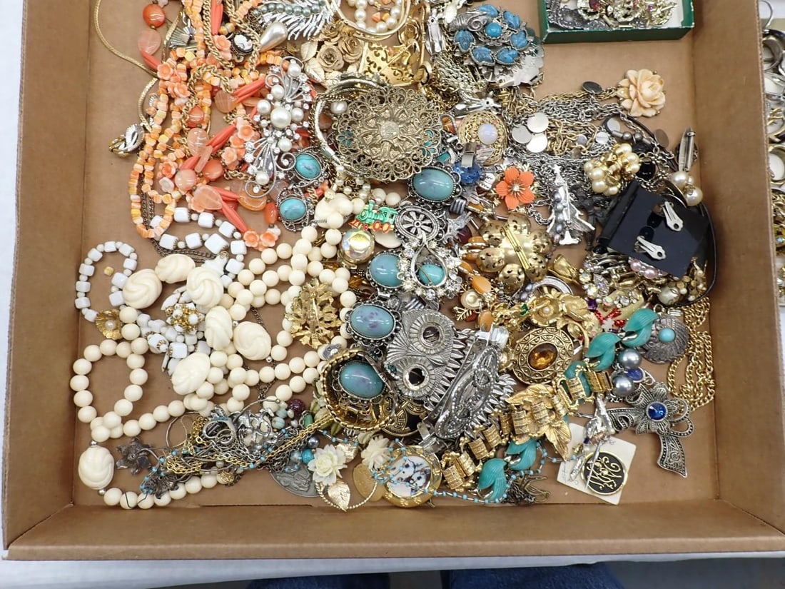 Tray of Costume Jewelry & Tray of Jewelry Making Supplies - 4