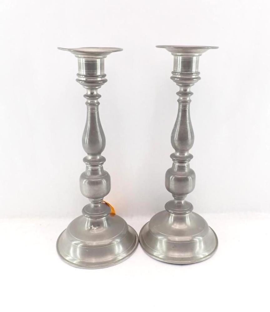 Pair of Woodbury Pewter Candlesticks (1 of 4)