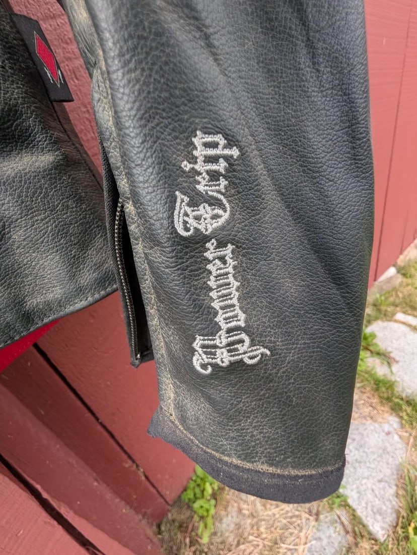 Power Trip Padded Leather Motorcycle Jacket - 5